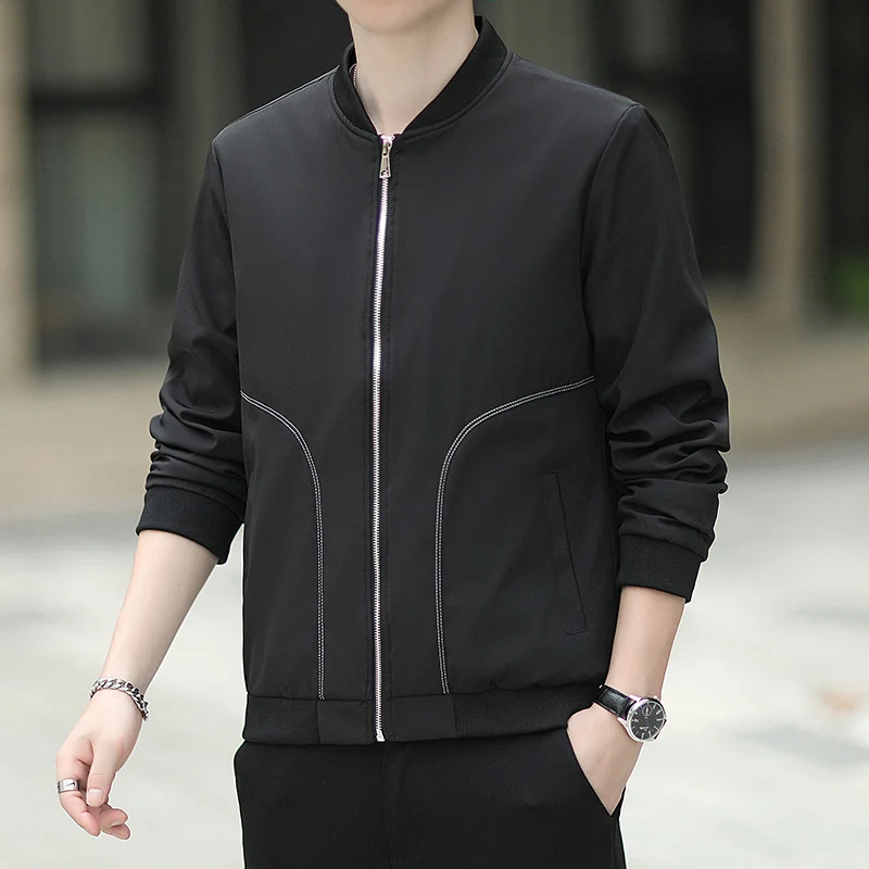 Herren leichter Nylon-Bomber mit minimalistischem Design und gerippten Bündchen Drune