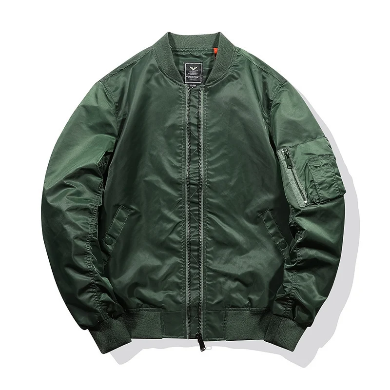 Herren leichter Nylon-Bomber mit kontrastierender Innenfütterung, Ärmeltasche und geripptem Bund Drune
