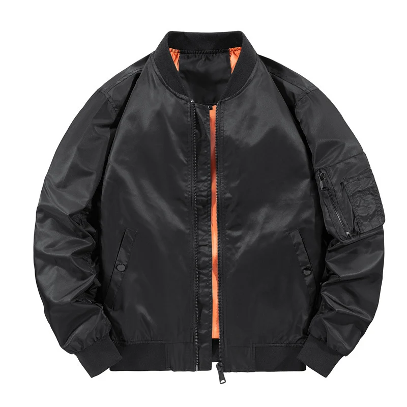 Herren Leichter Nylon‑Bomber mit kontrastierendem Innenfutter und Utility‑Ärmeltasche Drune