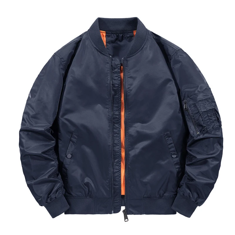 Herren Leichter Nylon‑Bomber mit kontrastierendem Innenfutter und Utility‑Ärmeltasche Drune