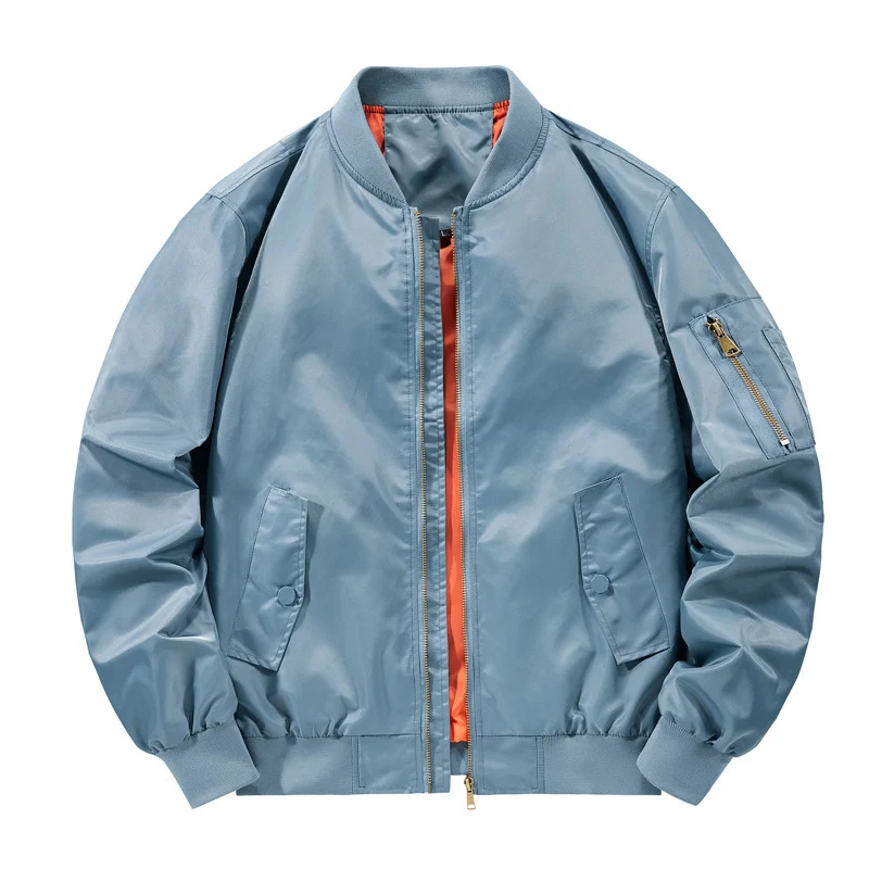 Herren leichter Nylon-Bomber mit kontrastfutter, Ärmeltasche und gerippten Bündchen Drune