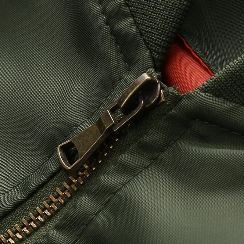 Herren leichter Nylon-Bomber im Pilotenstil mit Ärmeltasche, geripptem Saum und Reißverschluss Drune