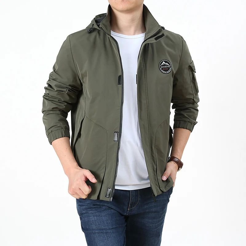 Herren Leichter Kapuzen-Softshellblouson im Urban-Outdoor-Stil mit Ärmeltasche und elastischen Bündchen Drune