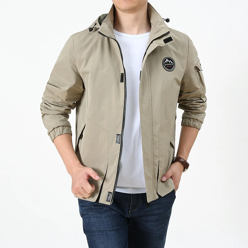 Herren Leichter Kapuzen-Softshellblouson im Urban-Outdoor-Stil mit Ärmeltasche und elastischen Bündchen Drune