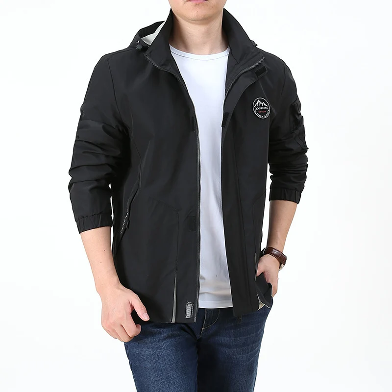 Herren Leichter Kapuzen-Softshellblouson im Urban-Outdoor-Stil mit Ärmeltasche und elastischen Bündchen Drune
