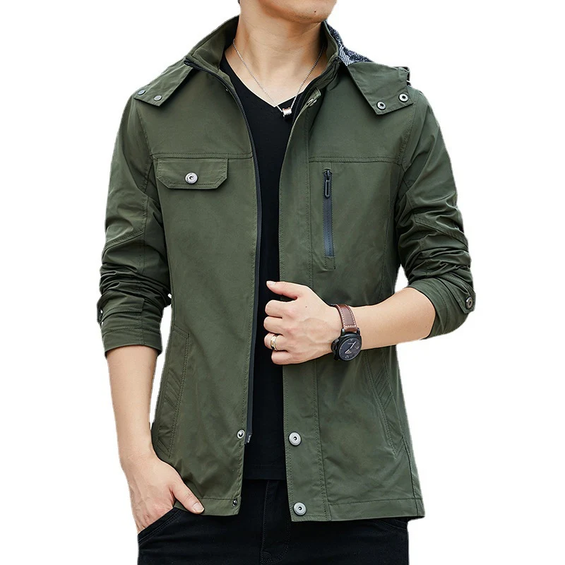 Herren Leichter Kapuzen-Fieldblouson im Casual-Utility-Stil Drune