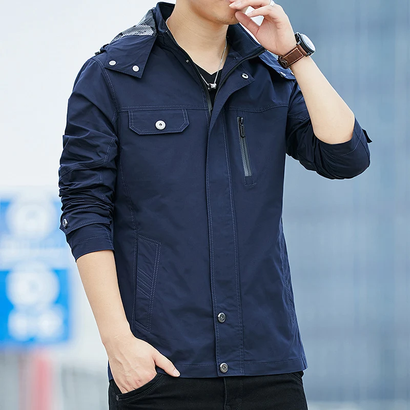 Herren Leichter Kapuzen-Fieldblouson im Casual-Utility-Stil Drune