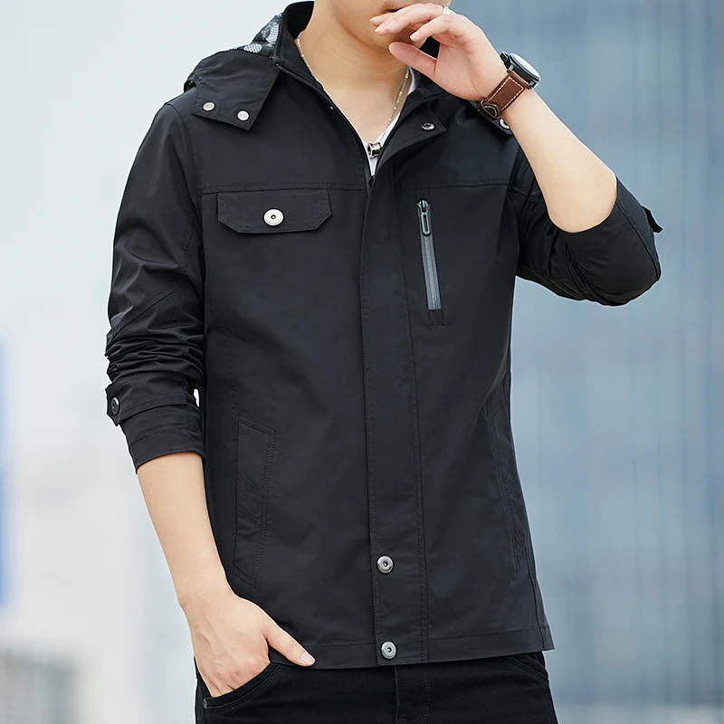 Herren Leichter Kapuzen-Fieldblouson im Casual-Utility-Stil Drune
