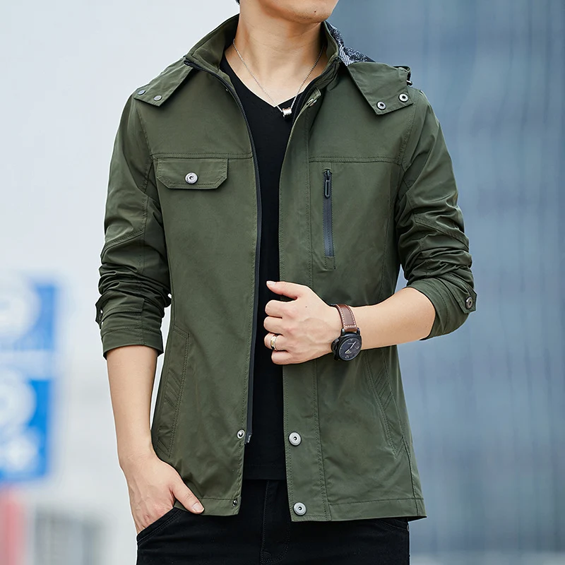 Herren Leichter Kapuzen-Fieldblouson im Casual-Utility-Stil Drune