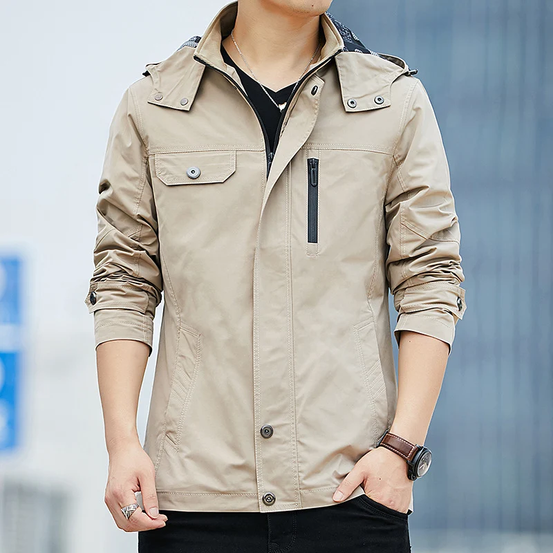 Herren Leichter Kapuzen-Fieldblouson im Casual-Utility-Stil Drune