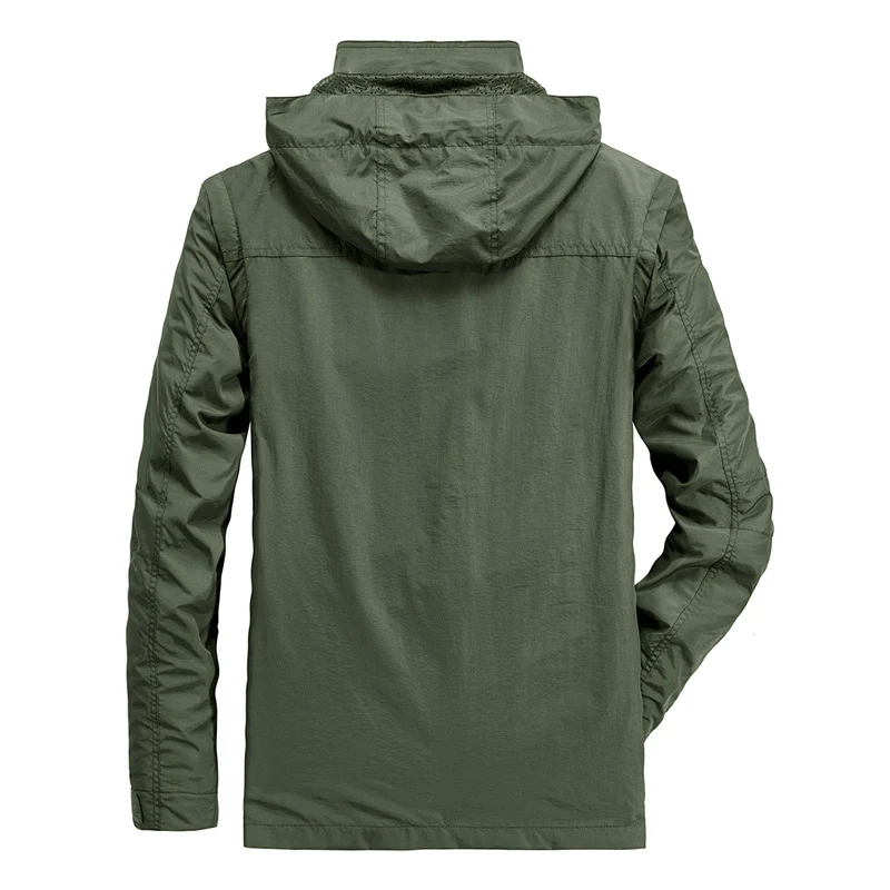 Herren leichter Fieldparka mit Kapuze, Multifunktionstaschen und atmungsaktivem Mesh‑Futter Drune