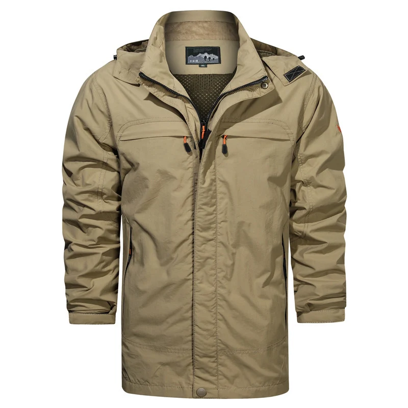 Herren leichter Fieldparka mit Kapuze, atmungsaktivem Mesh‑Futter und multifunktionalen Taschen Drune