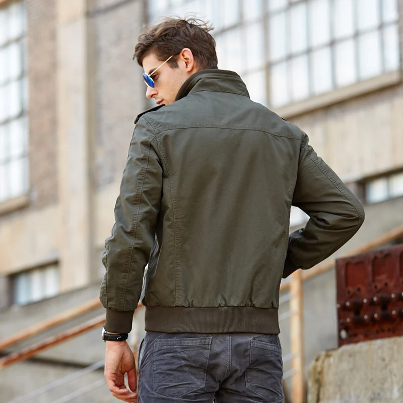 Herren leichter Canvas-Fieldblouson im Pilotenstil mit Schulterpatten und Multifunktions-Taschen Drune