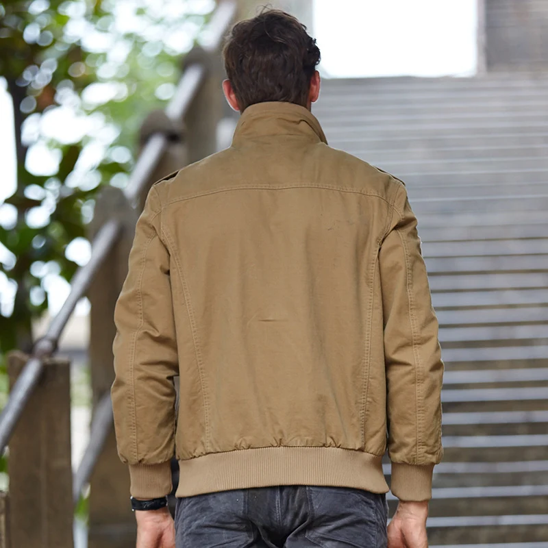 Herren leichter Canvas-Fieldblouson im Pilotenstil mit Schulterpatten und Multifunktions-Taschen Drune