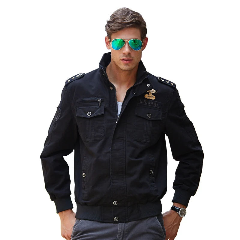 Herren leichter Canvas-Fieldblouson im Pilotenstil mit Schulterpatten und Multifunktions-Taschen Drune