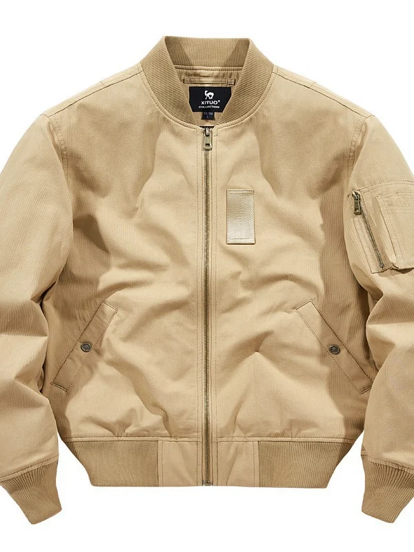 Herren leichter Canvas-Bomberblouson mit versteckter Ärmeltasche und geripptem Saum Drune