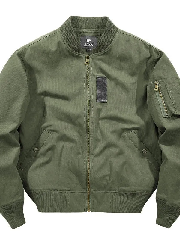 Herren leichter Canvas-Bomberblouson mit versteckter Ärmeltasche und geripptem Saum Drune