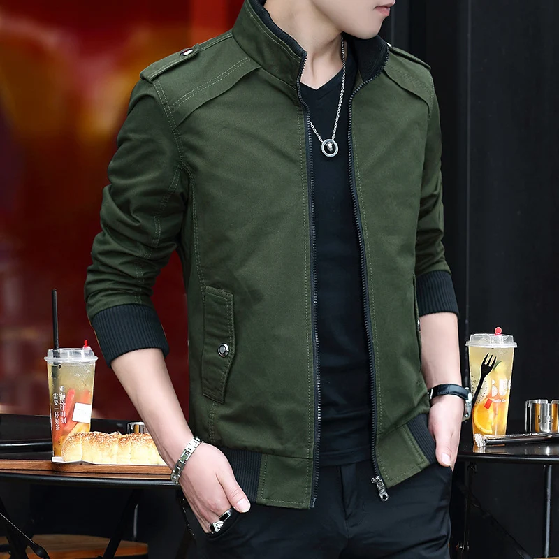 Herren leichter Canvas‑Bomber mit Teddyfleece‑Innenfutter, Epauletten und Rippbündchen Drune