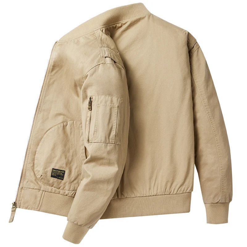 Herren leichter Canvas-Bomber im Utility-Fieldstil mit Ärmeltasche und gerippten Bündchen Drune