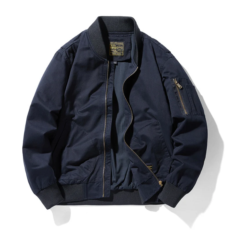 Herren leichter Canvas-Bomber im Utility-Fieldstil mit Ärmeltasche und gerippten Bündchen Drune
