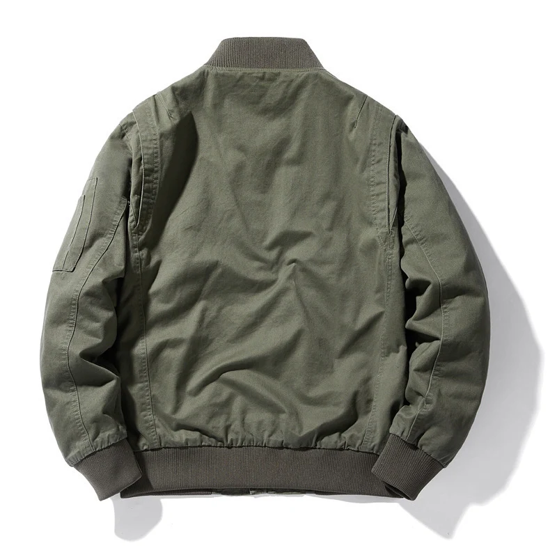 Herren leichter Canvas-Bomber im Utility-Fieldstil mit Ärmeltasche und gerippten Bündchen Drune