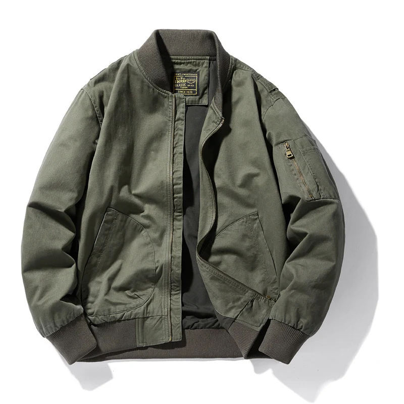 Herren leichter Canvas-Bomber im Utility-Fieldstil mit Ärmeltasche und gerippten Bündchen Drune