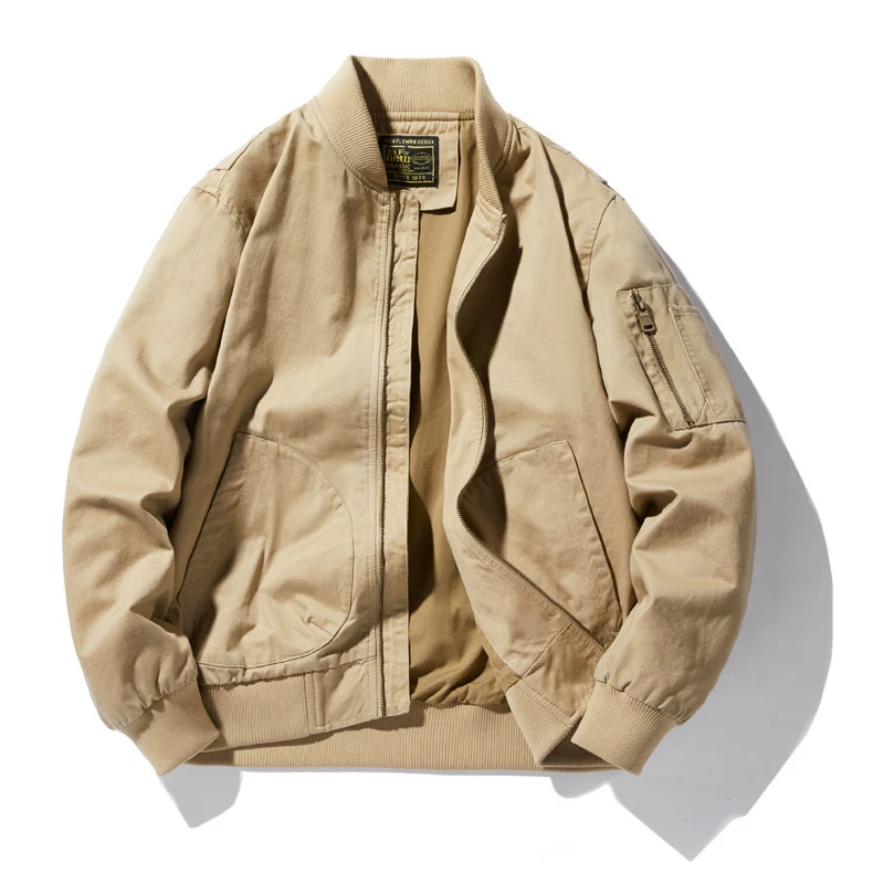 Herren leichter Canvas-Bomber im Utility-Fieldstil mit Ärmeltasche und gerippten Bündchen Drune