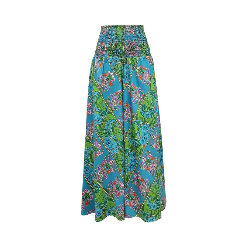 Damen Maxirock mit hohem Smokbund und floraler Paisley‑Optik Drune