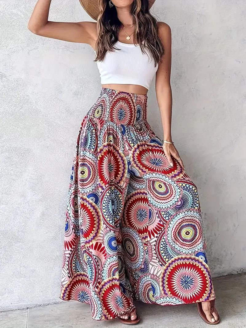 Damen Maxirock mit hohem Smokbund und floraler Paisley‑Optik Drune