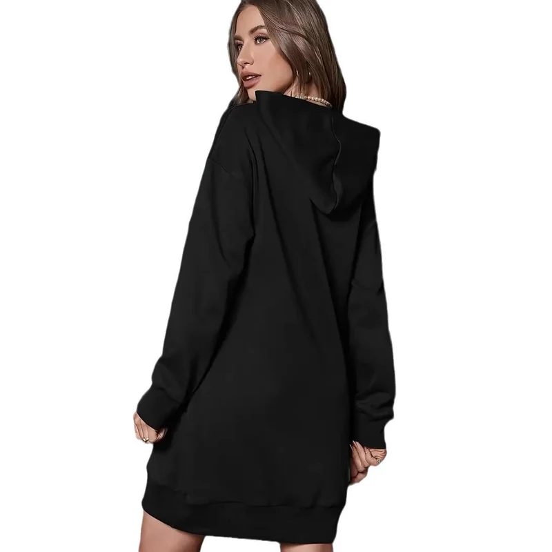 Damen Kapuzenkleid mit metallic Herz‑Print und oversized Sweatshirt‑Schnitt Drune