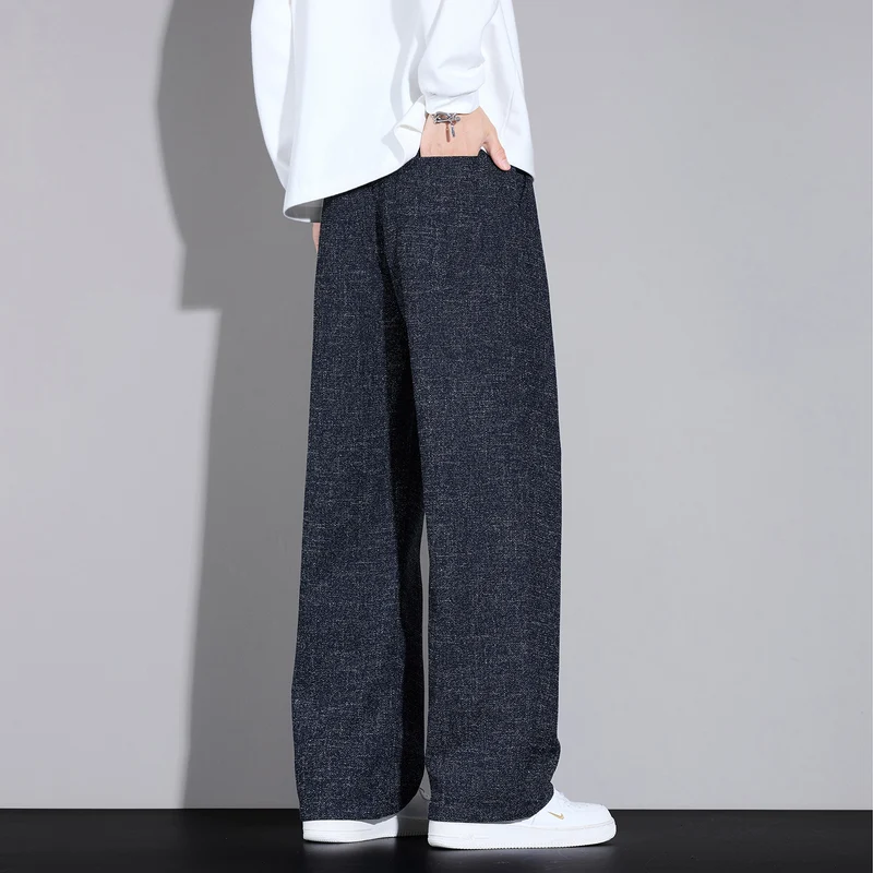 Herren Weite Leichte Stoffhose mit Bundfalten, Kordelzug und seitlichem Designstreifen Drune