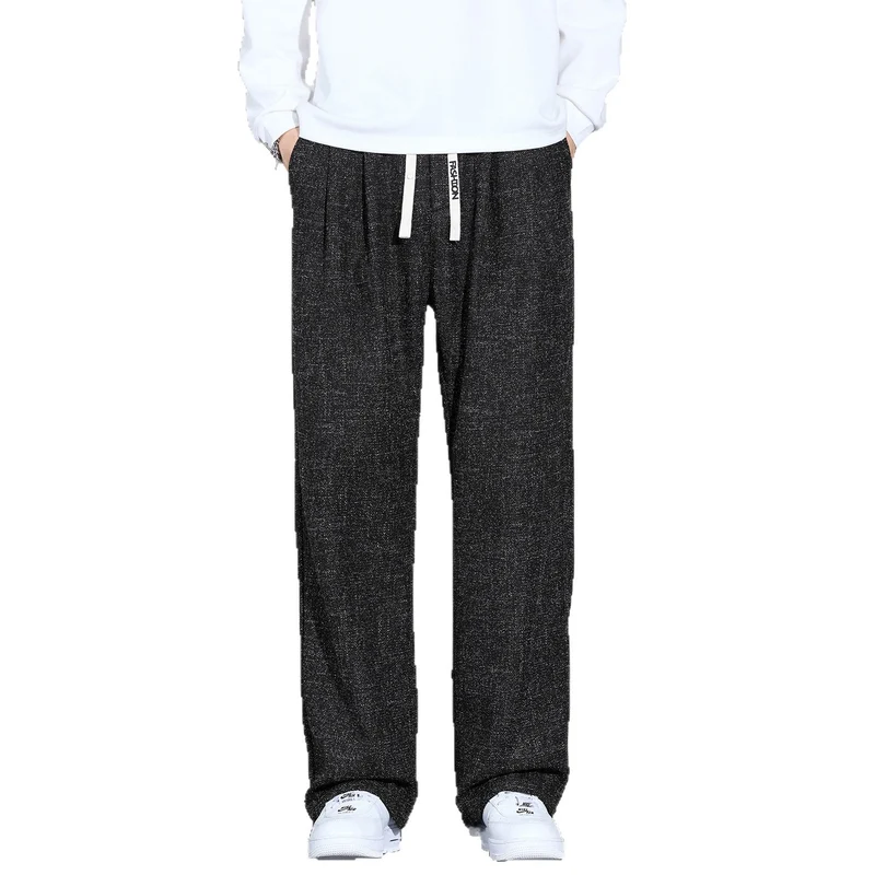 Herren Weite Leichte Stoffhose mit Bundfalten, Kordelzug und seitlichem Designstreifen Drune