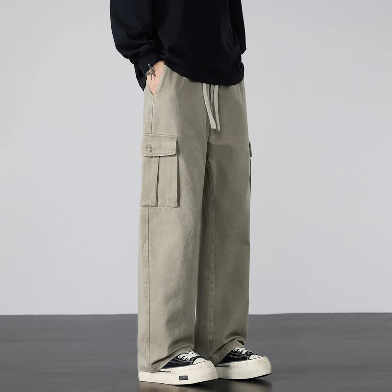 Herren Weite Cargo-Hose mit Tunnelzugbund und Multifachtaschen Drune