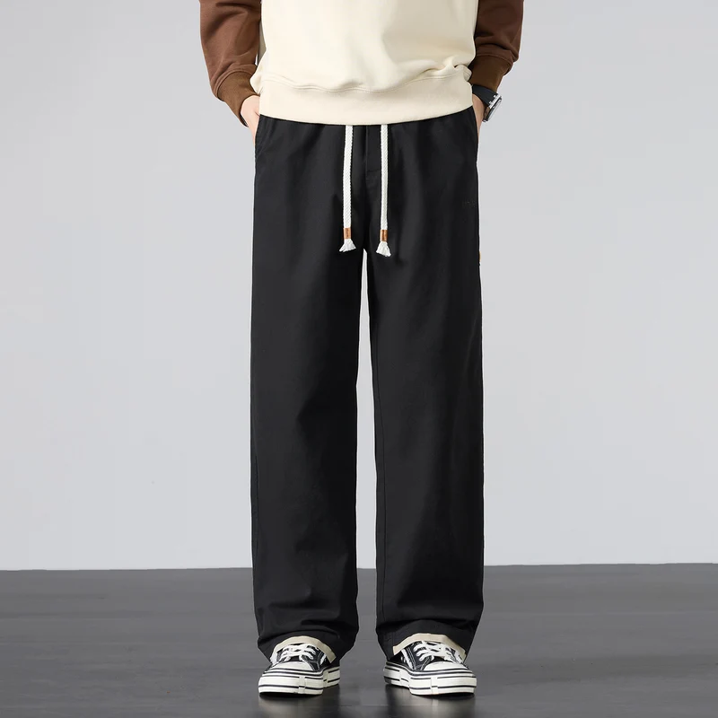 Herren Weite Baumwoll-Canvas-Hose im Wide‑Leg mit Kordelzugbund Drune
