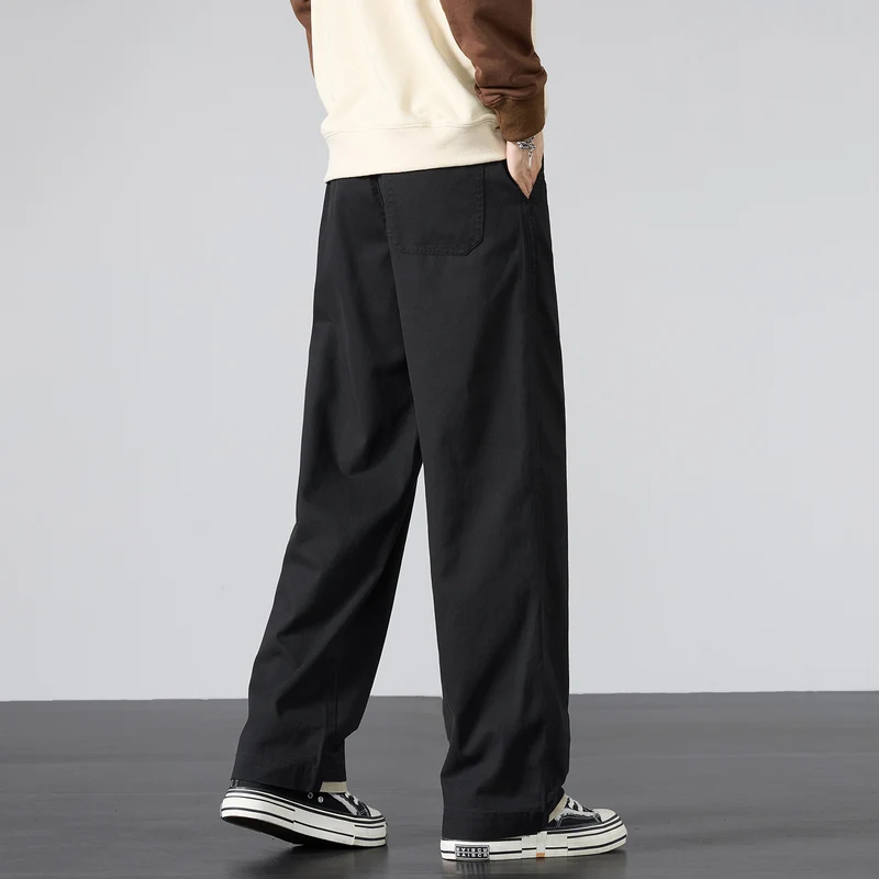 Herren Weite Baumwoll-Canvas-Hose im Wide‑Leg mit Kordelzugbund Drune