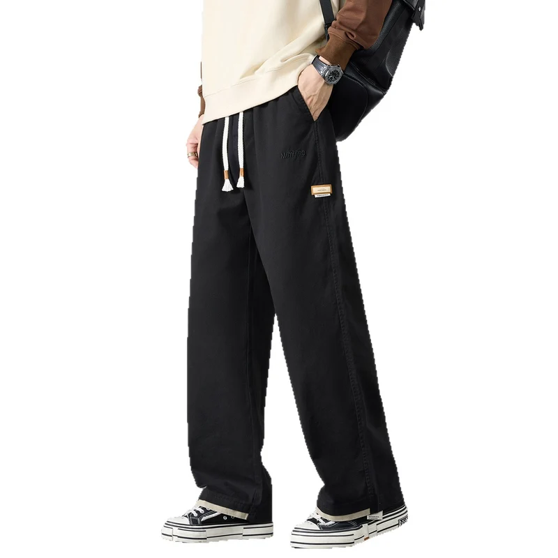 Herren Weite Baumwoll-Canvas-Hose im Wide‑Leg mit Kordelzugbund Drune