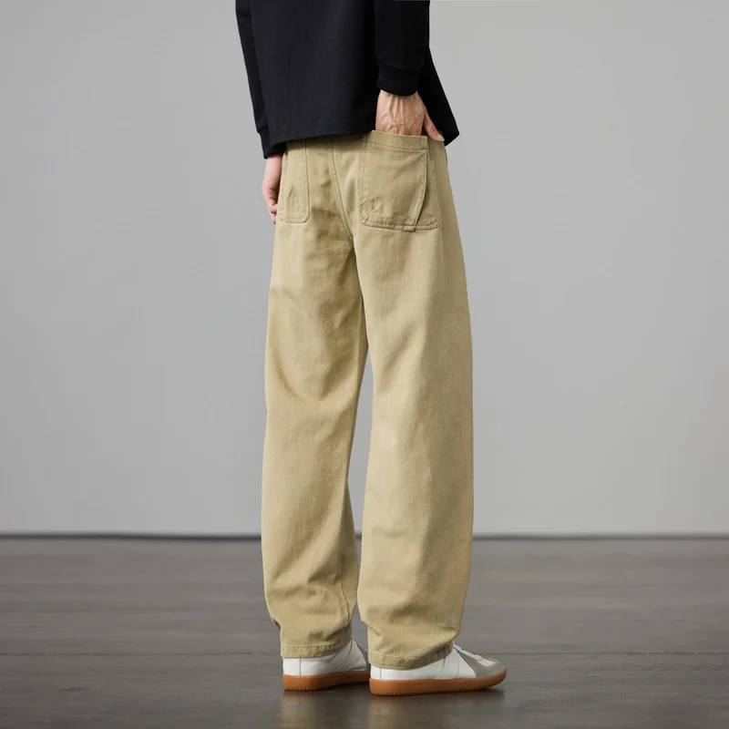 Herren Weite Baumwoll-Canvas Cargo-Hose mit Tunnelzugbund und Mehrfachtaschen Drune