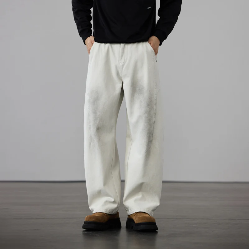 Herren Weit geschnittene Baumwoll-Canvas-Hose im Relaxed-Fit Drune