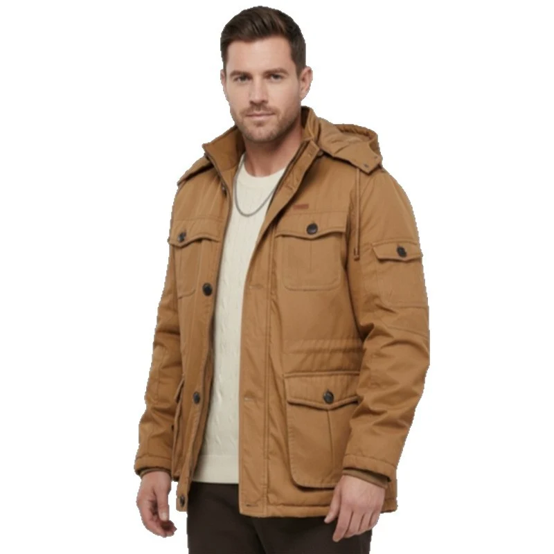 Herren Wattierte Winterparka mit Kapuze und multifunktionalen Taschen Drune