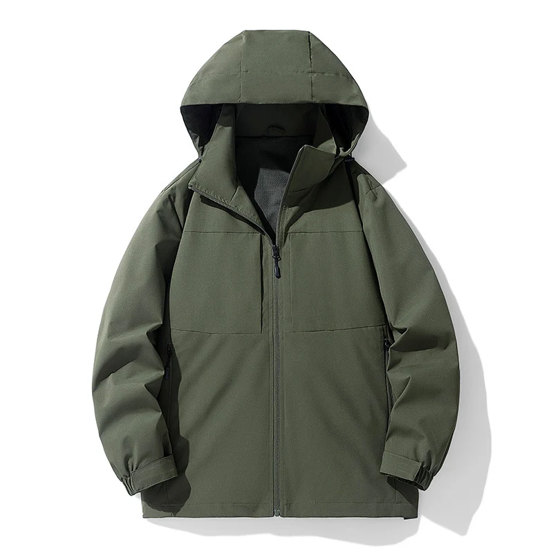 Herren Wasserabweisende Softshell-Outdoorjacke mit Kapuze, atmungsaktivem Netzfutter und verdecktem Reißverschluss Drune