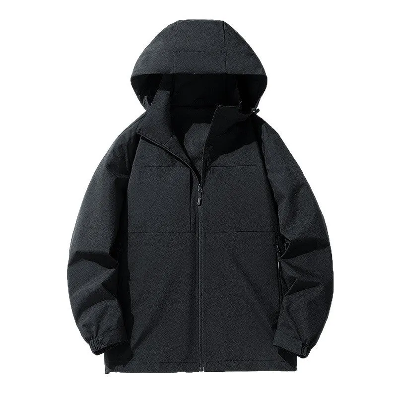 Herren Wasserabweisende Softshell-Outdoorjacke mit Kapuze, atmungsaktivem Netzfutter und verdecktem Reißverschluss Drune