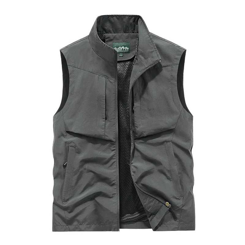 Herren Utility-Outdoorweste mit Mesh-Futter, durchgehendem Reißverschluss und Multifachtaschen Drune