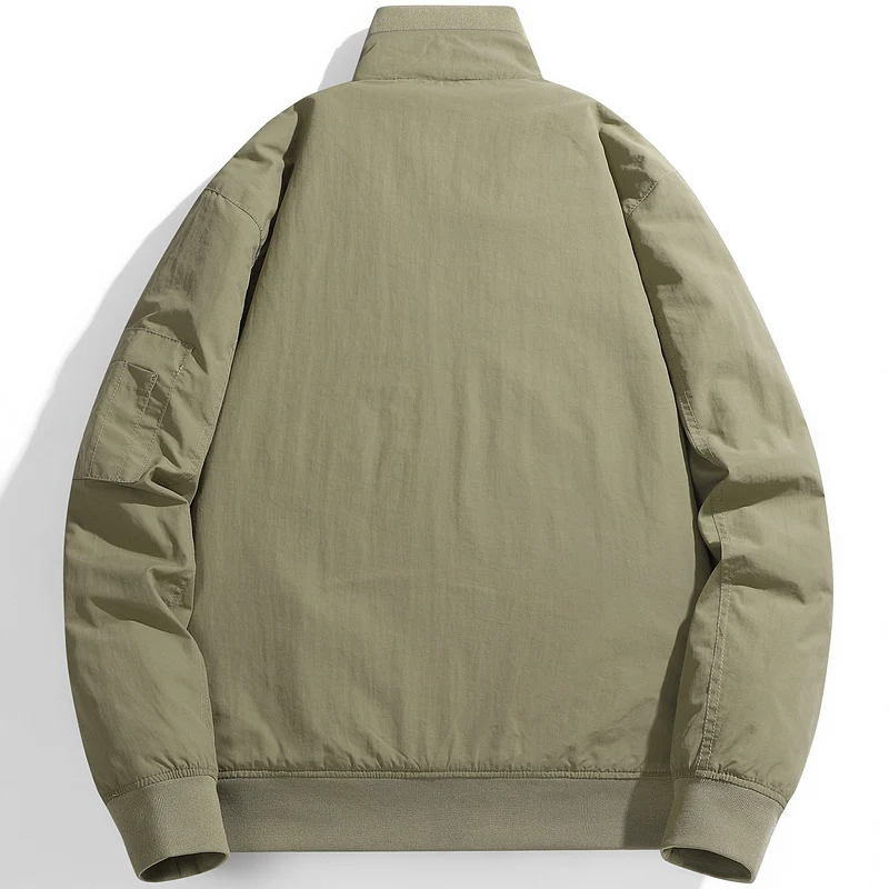Herren Utility-Fliegerjacke mit Teddyfutter, Stehkragen und Ärmel-Tasche Drune