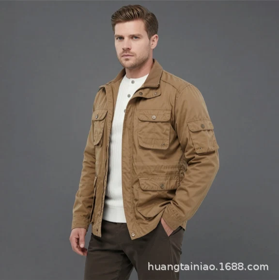 Herren Utility-Fieldjacke mit mehreren Pattentaschen und verstellbarer Taille Drune