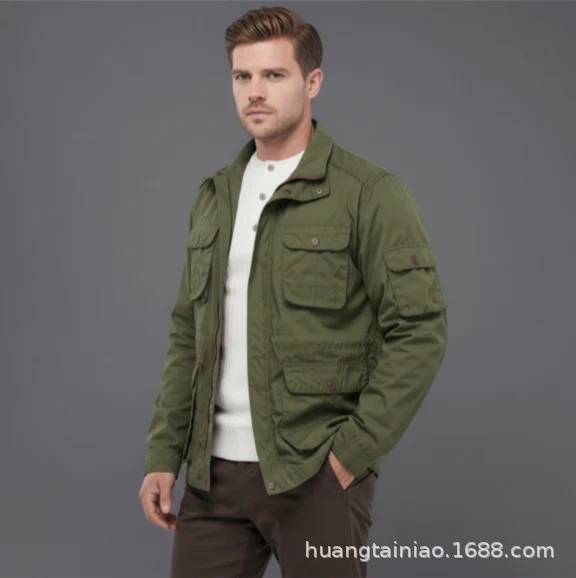 Herren Utility-Fieldjacke mit mehreren Pattentaschen und verstellbarer Taille Drune