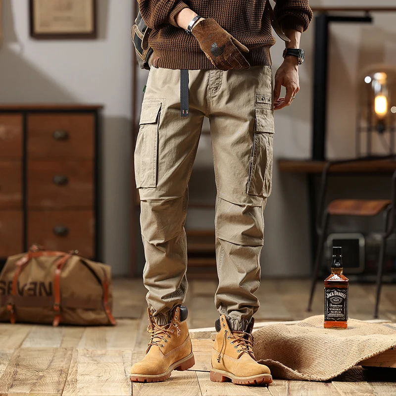 Herren Utility-Cargo-Hose mit verstellbarem Gürtelbund, Mehrfachtaschen und elastischem Saum Drune