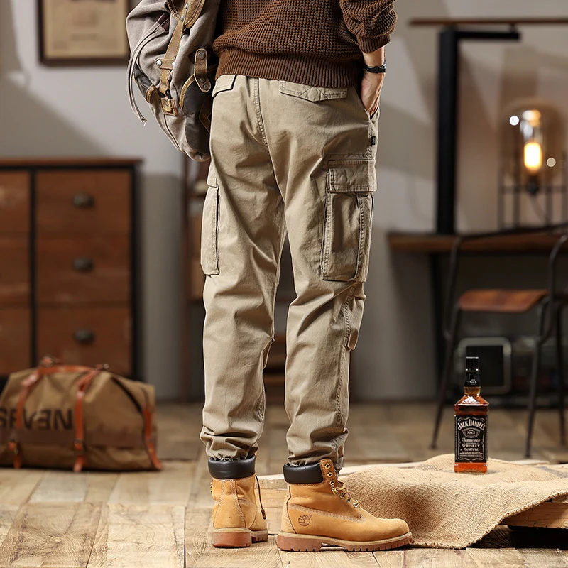 Herren Utility-Cargo-Hose mit verstellbarem Gürtelbund, Mehrfachtaschen und elastischem Saum Drune