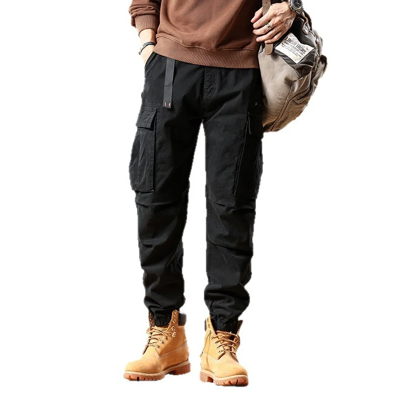 Herren Utility-Cargo-Hose mit verstellbarem Gürtelbund, Mehrfachtaschen und elastischem Saum Drune