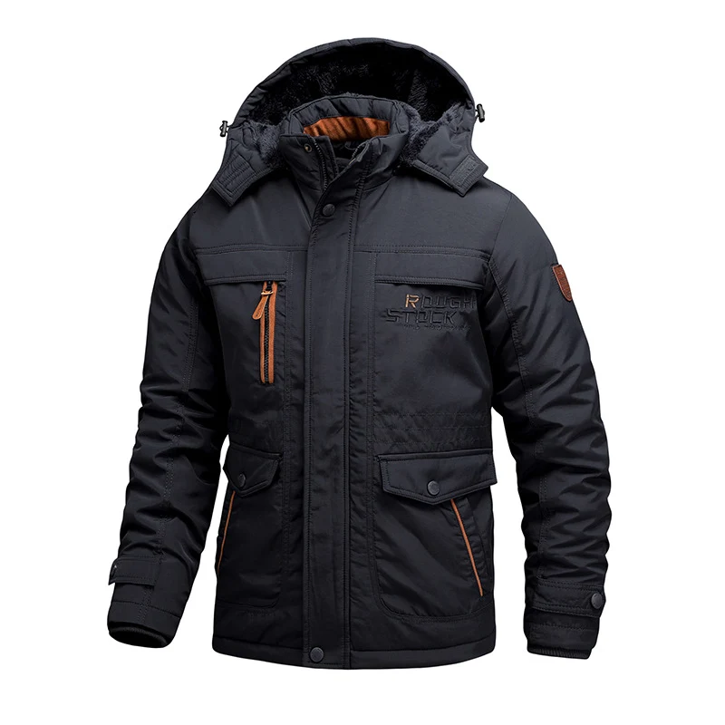 Herren Thermo-Outdoorparka mit abnehmbarer Kapuze und multifunktionalen Taschen Drune