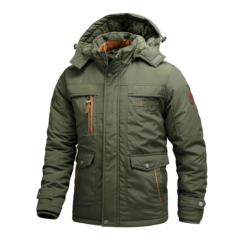 Herren Thermo-Outdoorparka mit abnehmbarer Kapuze und multifunktionalen Taschen Drune